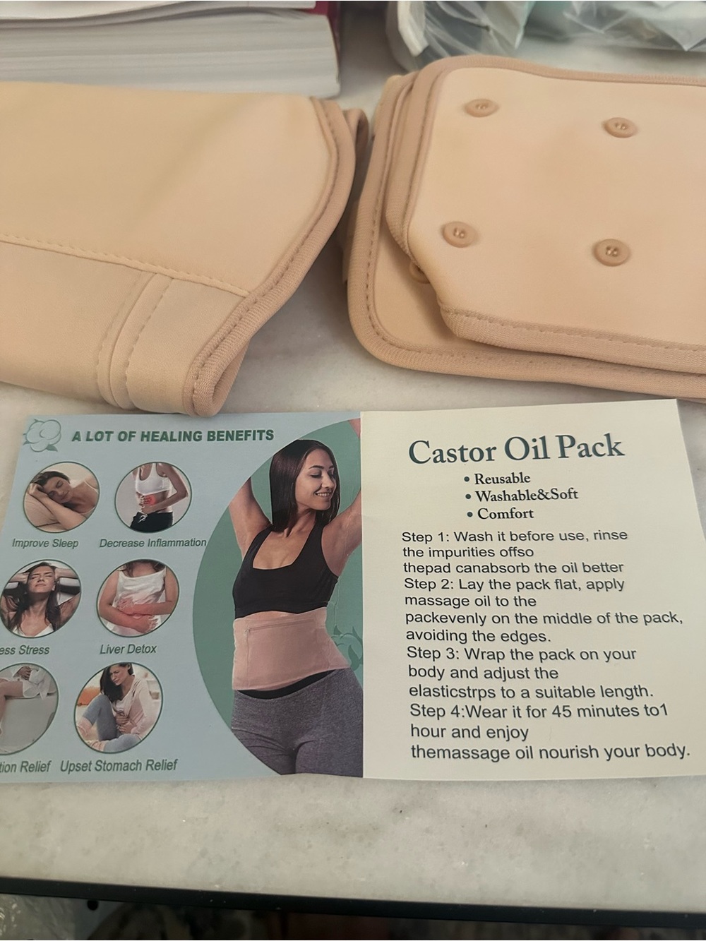Castor Oil Pack Waist Wrap - Nude Beige